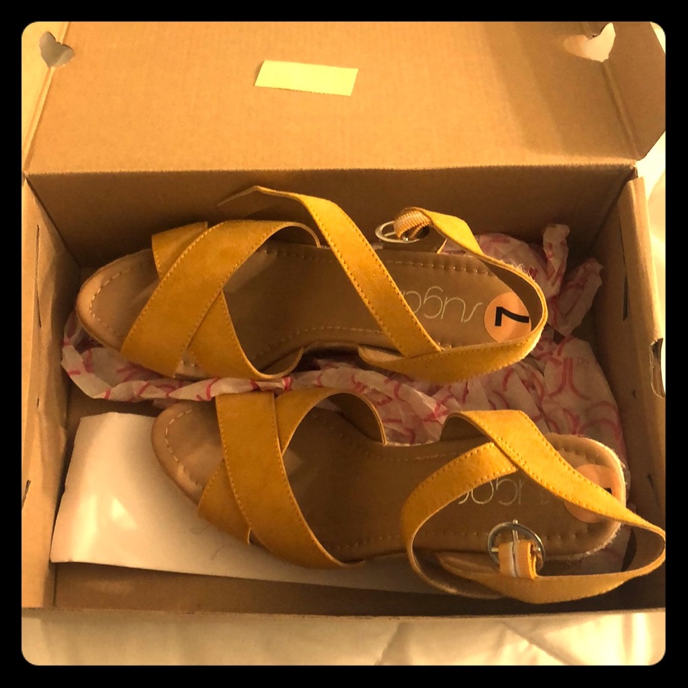 Sugar Barbie Mustard Wedge Heels, New in box.